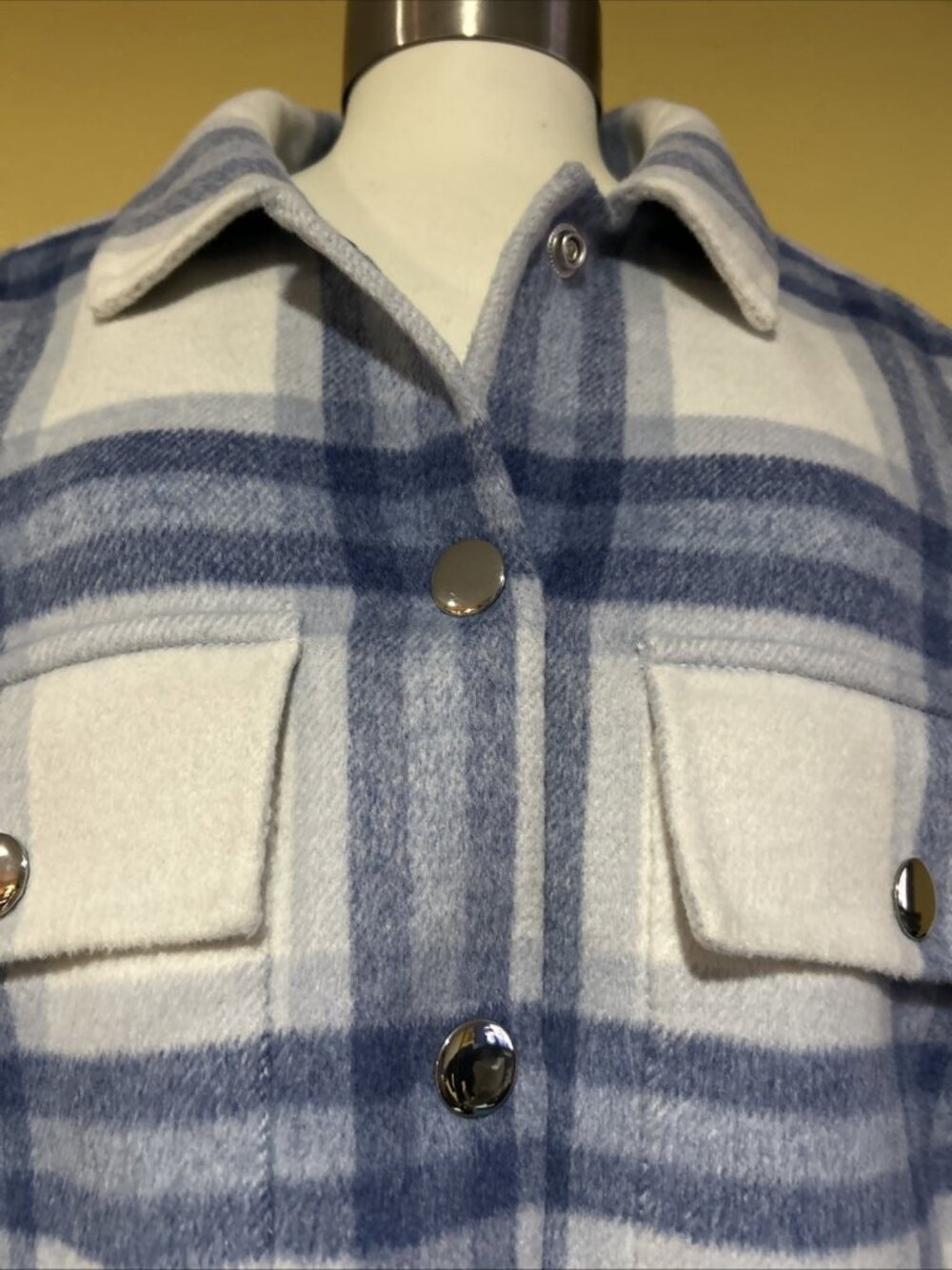 Rails Steffi Jacket Ivory Bay medium Wool Blend Plaid Cropped Shacket Boxy - Picture 4 of 16
